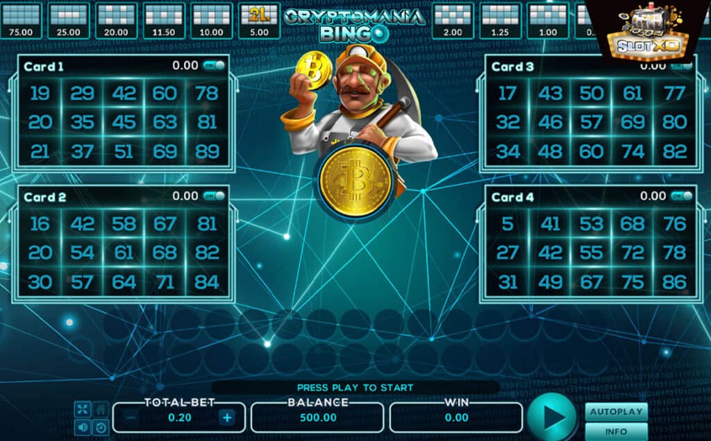 ทดลองเล่น Cryptomania Bingo 1 ตัวอย่างสล็อต Cryptomania BINGO