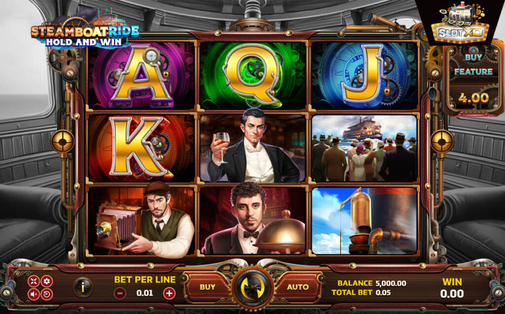 ตัวอย่างสล็อต Steamboat Ride Hold and Win